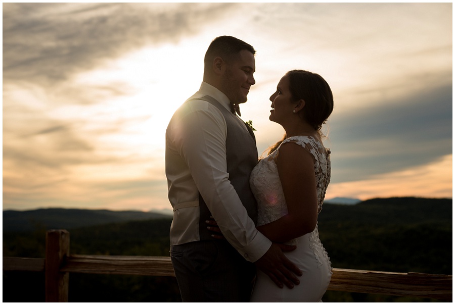 Granite Ridge Estate & Barn Wedding bride at reception bride and groom at reception during sunset