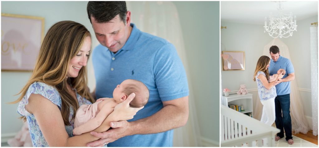parents holding newborn in nursery