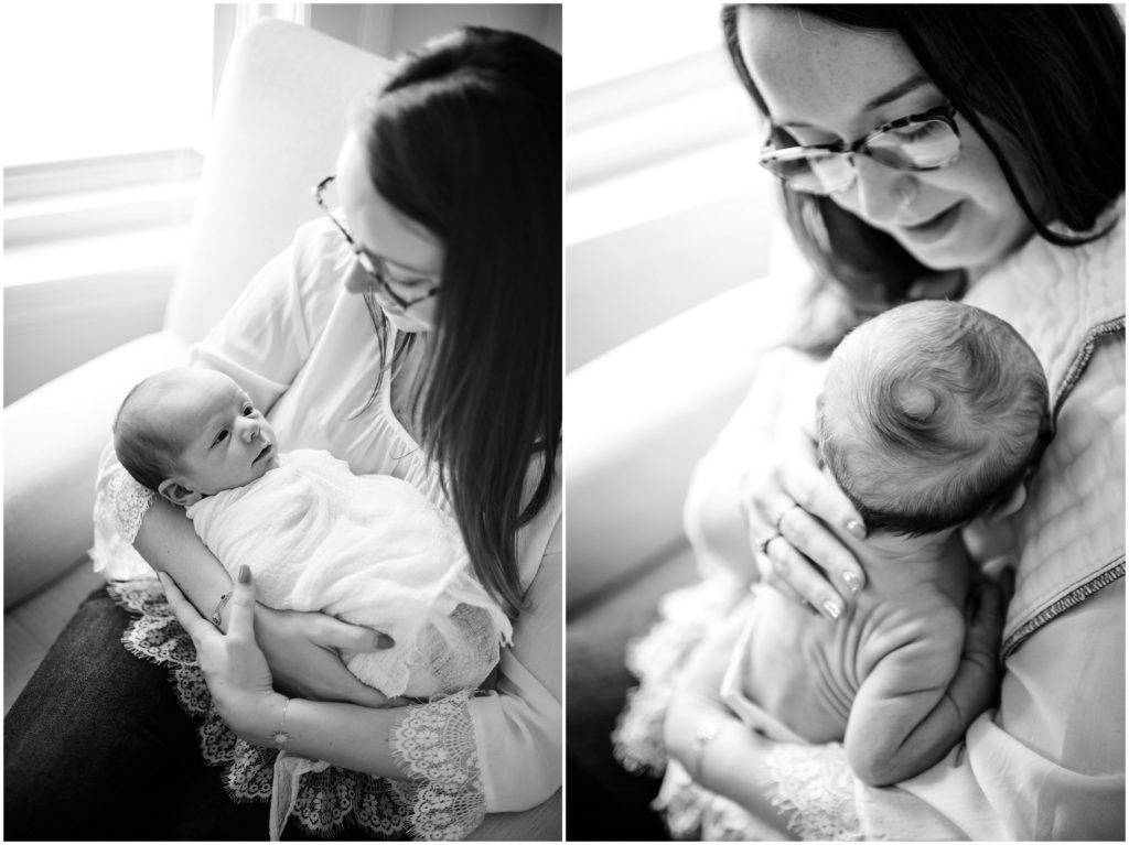 Mother holding newborn baby girl