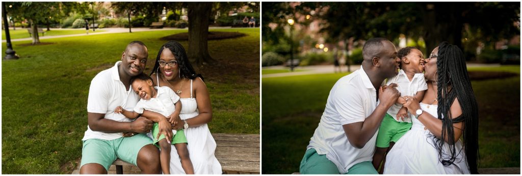 Family at public gardens in Boston