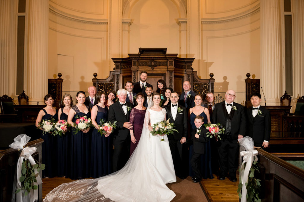 Formal family photos during wedding at church